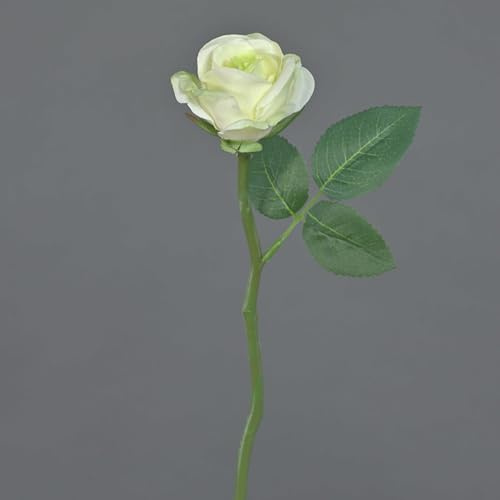 artplants.de Künstliche Mini Rose GABI, Creme - grün, 25cm, Ø 5cm - Kunstrosen - Künstlicher Rosenstrauß