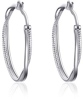 Twist Creolen 925 Sterling Silber Endless Circle Medium Ohrringe Creolen Weihnachtsgeschenke für Frauen Mädchen Mama Mutter (Creolen Stil 1)