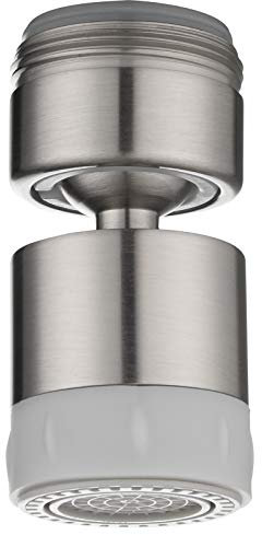 Tecmolog M24 Außengewinde Siebstrahlregler zwei unterschiedliche Wasserdruchflüsse, 360-Grad-drehbarer Schwenkkopf Wasserhahn-Luftsprudler mit Silikonspitze,Nickel gebürstet, AFA015NA