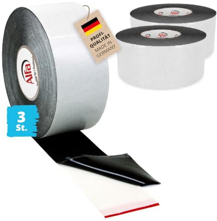 Alfa 3x Abdeckband Holz & Unterkonstruktionen 80 mm x 20 m x 1 mm Profi-Qualität einseitig selbstklebendes Terrassen-tape Niederschlagschutz Pergola Sonnendeck