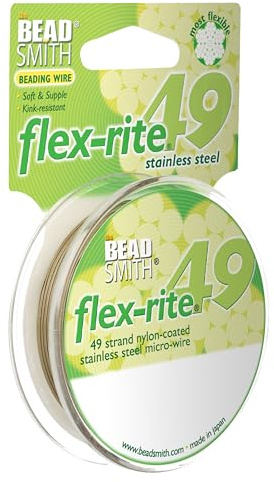 The Beadsmith Flex-Rite Beading Wire, Nylon-Coated Stainless-Steel Wire | 49-Strand 0.014 (0.35 mm) Dia, Bronze, 30 ft Spool, Durable Necklace & Bracelet String, For Jewelry Making Supplies