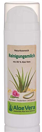 Aloe Vera Reinigungsmilch, Naturkosmetik mit Traubenkern- und Rosenöl und 80% Aloe Vera (1 x 150 ml)