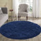 Serdim Rugs Plain Living Room Shaggy Area Rugs, Navy, Round 120x120cm(4x4')