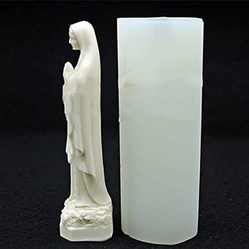 LZYY Moule en silicone pour bougie prière 3D Vierge Marie pour modelage de bougies, plâtre, statue, fabrication de bougies - Moule en silicone de 2 tailles - Couleur : grand moule