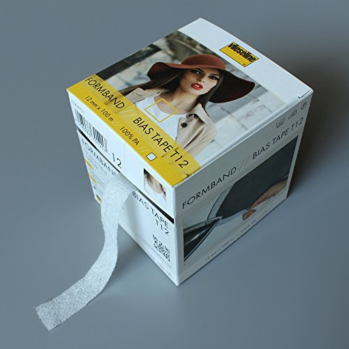 MOORE DENIM Vlieseline Formband 12 mm breit, mit Kettstich verstärkt, weiß, Meterware per 5 m