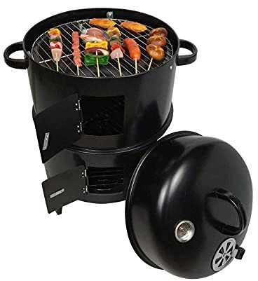 jiande DIY Smoker BBQ Grill Round Charcoal Stove Outdoor Bacon Portable Barbecue Grills Household Commercial Double-layer Smoker Charcoal Grill 40x80cm