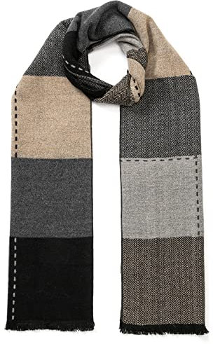 tonten Klassischer australischer Wollschal für Herren, warm, kariert, leicht, gestrickt, gestreift, mit Geschenkbox (geprüft)