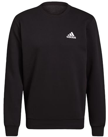 adidas Herren Feelcozy Essentials Fleece Sweatshirt , Black / White, XXL