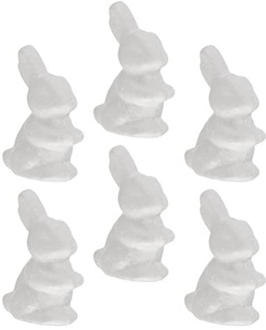Styropor Hase Figur Weiß Kaninchen DIY Basteln Bemalen 6 Stücke Schaumstoffe Osterhase Modellierung Schulprojekte Handwerk Desktop Ornament Ostern Frühling Party Dekoration
