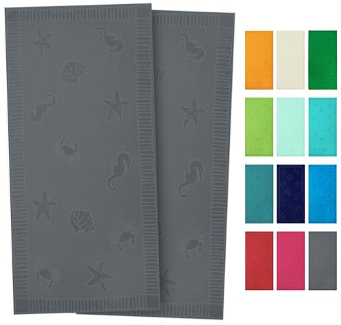 ZOLLNER Strandtuch - hautfreundliches und saugstarkes Handtuch in 100x200 cm - waschbar bis 60°C - Baumwolle in grau - eingewebte Meerestiermotive - Oeko Tex® Zertifiziert