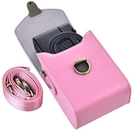 Rieibi Camera Case for Sony RX100 & HX Series - Retro Leather Case for Ricoh GR IIIx/Ricoh GR III II/Canon G7X II/G7X III / SX720/SX730/SX740 / G9X/G9X II - Pink