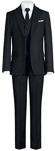 Marvelous World Suits Black Slim Fit Size 8 Formal Suits for Kids Toddler Tuxedos Dresswear Ring Bearer Outfit Wedding Suits Set Dress Clothes Youth 5-Piece Adjustable Waist
