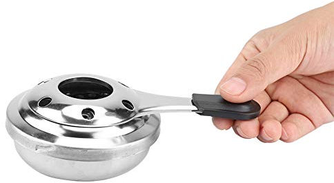 Mini-Alkoholkocher-Brenner, tragbarer, effizienter Edelstahl-Fondue-Brenner mit Verbrühungsschutz-Griff und Sicherheitsabdeckung, Outdoor-Camping-Panik-Kochtopf, Fondue-Brennstoff, perfekt für Buffets