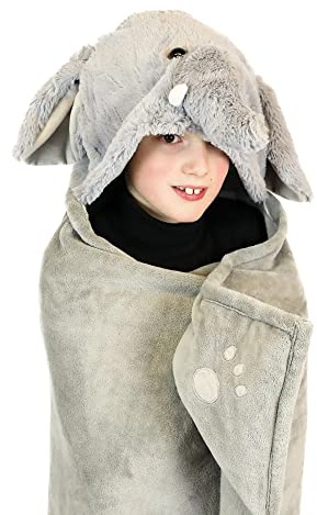 COZY NOXXIEZ Hooded Animal Snuggle Blanket 130 x 100cm - Elephant