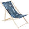 specwood Strandliege Klappbar Leicht - 119x58 cm - Liegestuhl klappbar Holz für Garten, Balkon - Sonnenliege Holz wetterfest - Klappliegestuhl aus Buche mit Baumwollstoff - Strandstuhl - Marinemuster