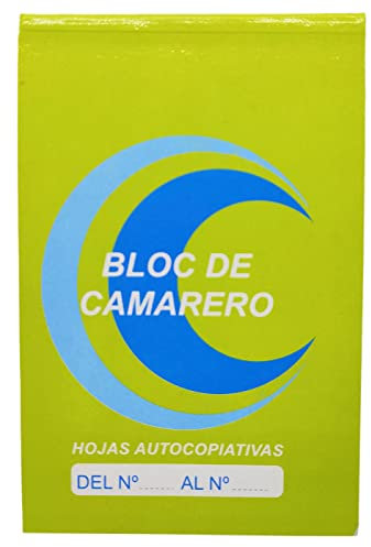 Tradineur - Bloc de camarero con hojas autocopiativas, talonario de comandas, libreta de bolsillo, bar, restaurante, hostelería (Verde - 13,5 x 8,8 cm)