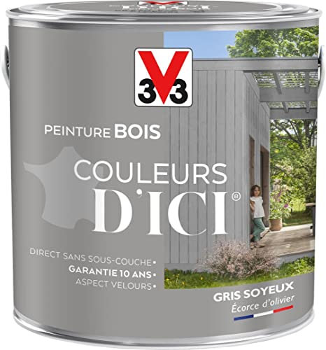 V33 Peinture Bois Couleurs d ICI® - Gris soyeux - Ecorce d'olivier - Velours - 2L