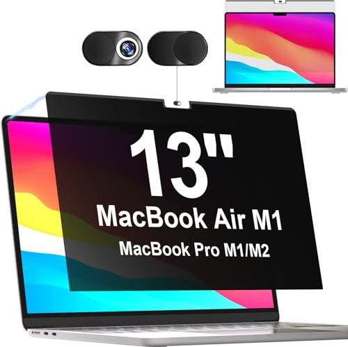Magnétique Filtre de Confidentialité pour MacBook Air 13 Pouces(2018-2021, M1)& MacBook Pro 13 Pouces(2016-2022, M1, M2), Amovible Ecran Confidentialité, Protection écran pour Macbook Air 13 Pouces
