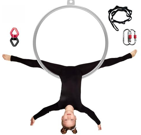 CMYUN Aerial Hoop Ring Home Akrobatischen Luftreifen für Kinder Erwachsene, Edelstahl Lyra Hoop Yoga Ring Kit mit Wandschnalle, Fitness Tanz Suspension Training Set (Size : Diameter-95cm(37 3/8))