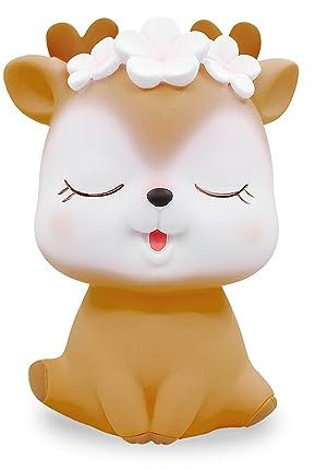 Spldsun Sparschwein Kinder, Hirsch Sparschwein, Plastik, für Schlafzimmer, Wohnzimmer, Tischdeko oder Aufbewahrung (Braun)