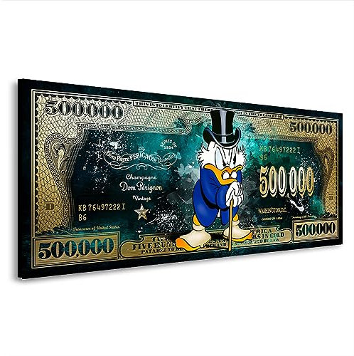 Kunstgestalten24 Dagobert Scrooge Dollar Bild Pop Art Style Leinwandbild | Kunstdruck | Wanddeko | Street Art | Gemälde | Comic Bilder | Wandbild Leinwand Modern