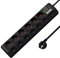 Regletas Enchufes, Enchufe USB de 6 Tomas, con 3 USB-A Puertos y 1 USB-C (PD 20W), Enchufe Multiple con Extension Electrica Cable 2M para hogar, Oficina y los Viajes (4000W/16A), Negro