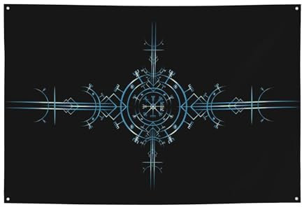 Dekoratives Banner für Haus, Garten, Hof, magischer Wikinger, Vegvisir, schwarz-blauer Druck, Urlaub, Willkommens-Rasen, hängende Dekoration, Partyflagge, Hintergrund, 120 x 180 cm