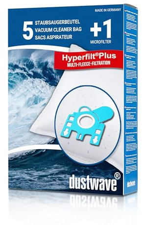 Dustwave® 5 sacchetti per aspirapolvere Miele S6240 / S 6240 S6 – alta efficienza, multistrato, con chiusura igienica, Made in Germany