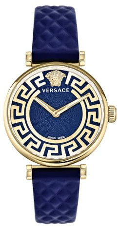 Versace Damen Armbanduhr Lady Lederarmband blau 35mm VE1CA0223
