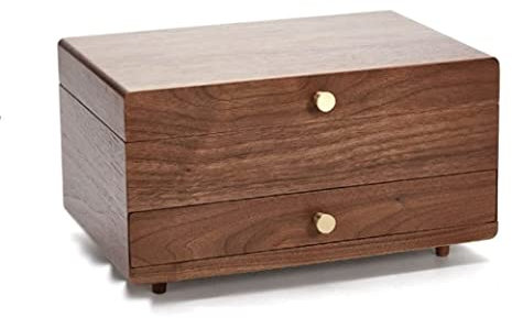 DNCG Uhrengehäuse, Uhrenrolle, Schubladen-Aufbewahrungsbox aus massivem Holz, Ohrringe, Halsketten, Uhrenaufbewahrungsboxen, Uhrenbox, Uhrenbeweger (Color : A, Size : Double-layer jewelry box)