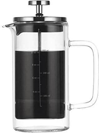 KOCAN French press 10oz Double Walled French Coffee Maker Heat Resistant Borosilicate Glass Coffee Pot with High-Density Stainless Steel Filter