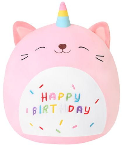 Xfrog Happy Birthday Plüschtier, 25CM Einhorn Kuscheltier, Cartoon Plüschkissen, Geburtstag Geschenk für Kinder Jungen Mädchen