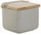 Salero de cocina moderno blanco de dolomite con tapa de madera bambu (Beige)