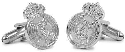 Gemelolandia | Gemelos de Camisa de Equipo de Fútbol Madrileño Plateado | Gemelos Originales Para Camisas | Para Hombres y Niños | Regalos Para Bodas, Comuniones, Bautizos y Otros Eventos