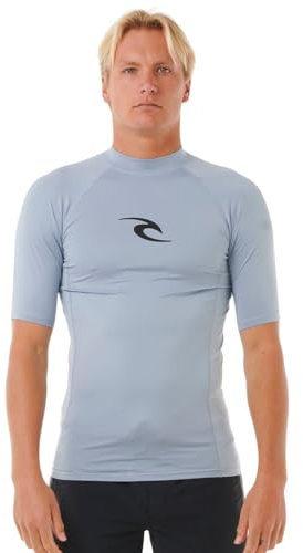 Rip Curl Men's Waves UPF 50 Performance Short Sleeve Rashguard, Sparky Blue, XL