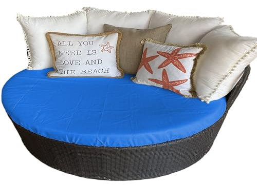 ZHMIZHAM Sonneninsel Auflagen überzug Wasserdicht, Sonneninsel Auflagenbezug Universalgröße, Liegepolsterbezug Sonneninsel Rund, Sonneninsel Auflagen Ersatz (Blau)