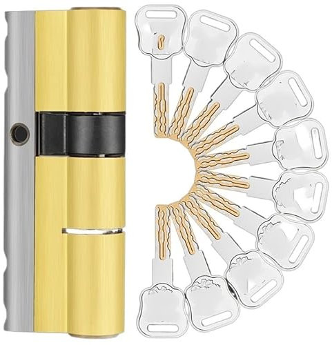 SchließZylinder,Zylinderschloss 10 Schlüssel-Schloss-Ersatz-C-Grad-Sicherheits-Eingangstürschloss-Zylinder-Knauf-Zylinder Trotziges Doppelzylinder-Schloss(A32.5B77.5 L110mm)