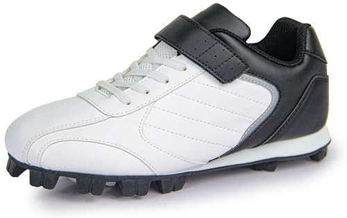 Sooneeya Kinder Baseball-Stollen Softball Jungen Mädchen Sportschuhe, Schwarz, 4.5 Big Kid