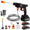 Nettoyeur Haute Pression sans Fil, 21V Max 35Bar Nettoyeur Haute Pression sur Batterie, Portable, pour Voiture, Terrasse, Fenêtre, Pelouse, Piscine, Noir (avec 2 Batteries 6000mAh)