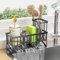 KEMDH Kitchen Sink Caddy Organiser, Sink Tidy with Removable Brush Holder, Sponge & Soap Holder,Stainless Steel Cleaning Utensil Caddy for Kitchen,Black