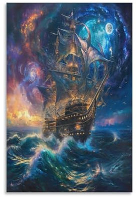 EVMILA Segelschiff Poster Gemälde Poster Für Büro Klassenzimmer Leinwand Moderne Leinwand Wandkunst 12x18inch(30x45cm)