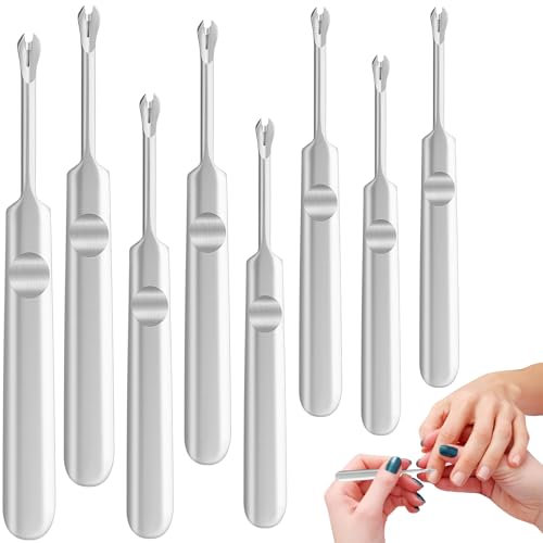 Rostfreier Stahl Nagelhautentferner 8 Stück Nagelhautschieber, Nagelhauttrimmer Schieber, Nagel tote Haut Entfernung Werkzeug für Nagelkunst, Maniküre-Tools für Fingernägel