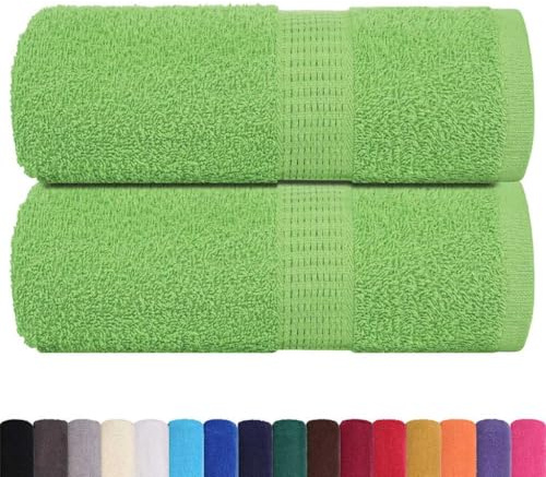 vidaXL guest towels - apple green cotton - 30x50 cm - absorbent and durable - versatile use for bathroom/kitchen/gym