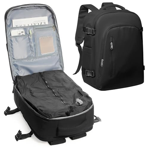 VENATIN Vakuum Rucksack Handgepäck 40×20×25 Travel Vacpack, Reiserucksack Vakuum Airback für Damen Herren, Flugzeug Ryanair Mit Vakuum Kompression, schwarz