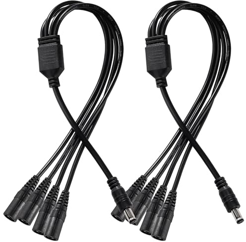 KUOQIY 2 Stücke 5.5x2.1 mm 5-24 V 1 Stecker auf 4 Buchse DC Power Splitter Kabel, 4 Wege DC Verteiler Kabel, Kamera-Splitterkabel, für CCTV-Kameras, LED-Lichtleiste, Router