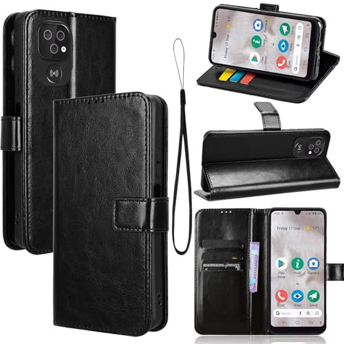 carinacoco Case for Doro 8100 4G, Premium Flip Folio Wallet + Inner Slim TPU Case, with [Card Slots] and [Stand Function], RFID Blocking, Magnetic Closure Shockproof Cover for Doro 8100, Black