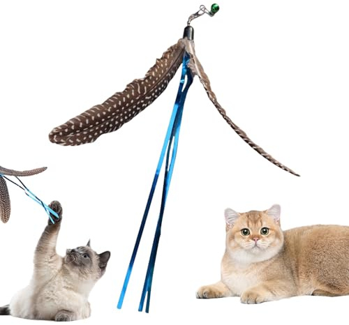 Jouet en Plume pour Chat, Jouet Interactif en Plume pour Chat Intérieur, Moulin à Vent Rotatif Naturel, Partenaire De Chasse Pour Animaux De Petite à Race, Pour Intérieur Et Extérieur