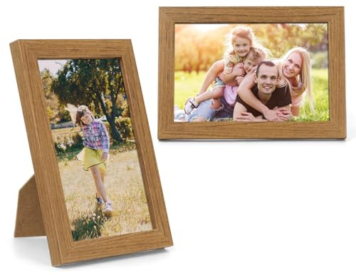 2 Pack Bilderrahmen 10x15 Holzoptik, Holz Fotorahmen 4x6 Zoll Holzrahmen | MDF Rahmen , Dekorativer Fotorahmen für Zeichnungen, Kunstwerke, Wandbilder für Wohnzimmer, Büro (Holzoptik)