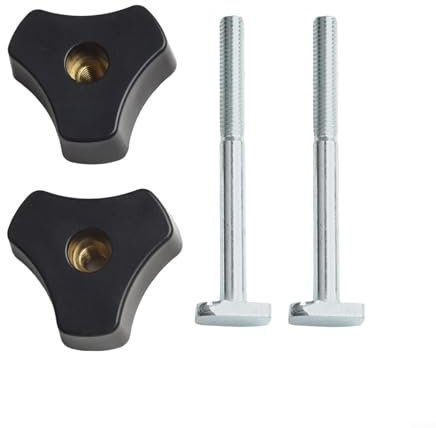Jotekonoby 2 Sets M6 T-Track Slot Bolts and Plastic Knobs Clamp Kit for Woodworking Jigs Workbench DIY Projects Workshop Equipment with Screw Nuts