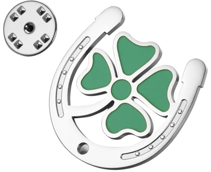 LIKGREAT Broche Fer à Cheval et Trèfle à Quatre Feuilles pour Femme Broche Irlandaise Porte-Bonheur Bijoux Trèfle à 4 Feuilles Chance pour la Saint Patrick